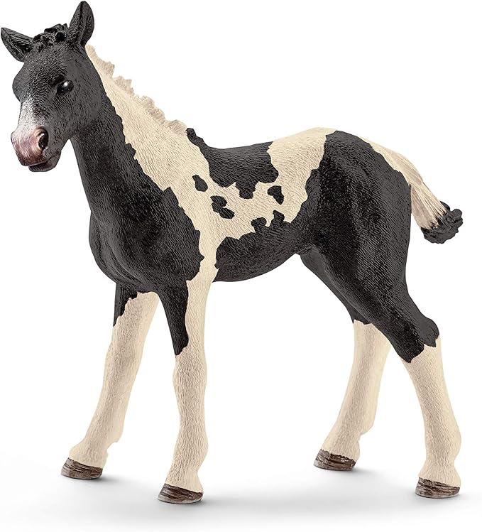 Schleich Pinto Foal Toy Figure, Realistic Spotted Horse for Kids, Farm World Collection, Ages 3+