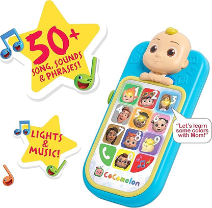 CoComelon JJ’s First Learning Toy Phone for Kids, Lights, Sounds, Music, Letters, Numbers, Colors, Shapes, and Weather, Kids Toys for Ages 18 Month by Just Play