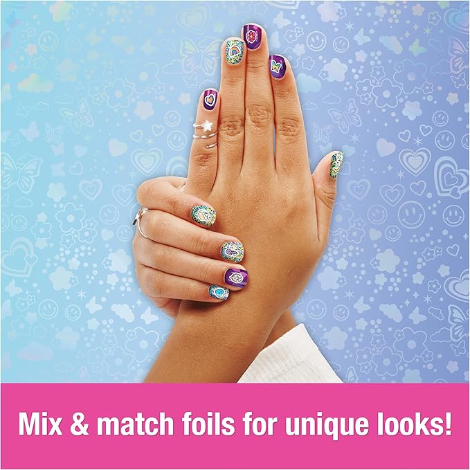 Cool Maker, GO GLAM Foil Nails Kit with 6 Shimmer Sheets & Nail Stickers for 5 DIY Manicures, Arts and Crafts Kids Toys for Girls Ages 7 and up