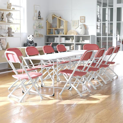 Flash Furniture Timmy 10 Pack Kids Burgundy Plastic Folding Chair