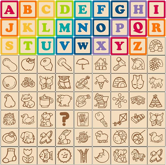 Wooden Building Blocks for Toddlers 2-3, ABC/Animals Castles Montessori Toys, Preschool Learning Toys Stacking Block for Preschool Girls and Boys Gifts