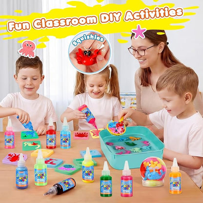 Magic Water Elf Toy Kit for Kids, Aqua Fairy Magic Gel Water Pets, 12 Gels & 10 Molds, DIY Squishy Maker Set, Create Your Own Squishies Sensory Toys Crafts, Gifts for 4 5 6 7 8 9 10 Year Old Boy Girl