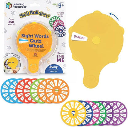 Learning Resources Skill Builders Sight Words Quiz Wheel, Reading Games, Sight Words Flash Cards Kindergarten, Learning Activities, Ages 5 and Up, 16 Pieces