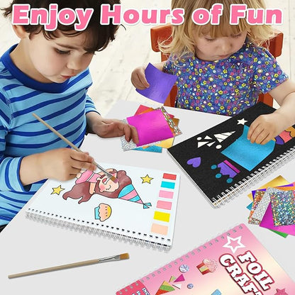 SOOVSY Art & Craft Activity Toys Kit, Foil Animals Crafts Children Fun DIY Creative Toy of The Year, No Mess Art Kits for Kids, Gift for Boys Girls Ages… (Birthday&Coloring)