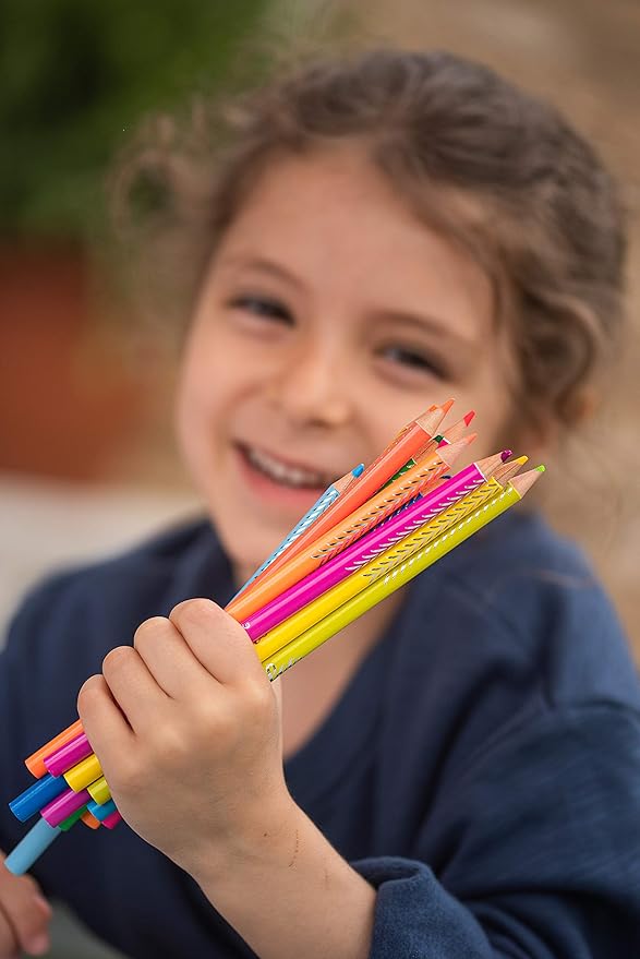 eeBoo: Positivity Fluorescent Colored Pencils/Set of 12, Inspires Artists of All Ages, Allows Doodling, Coloring, Sketching, or Artwork