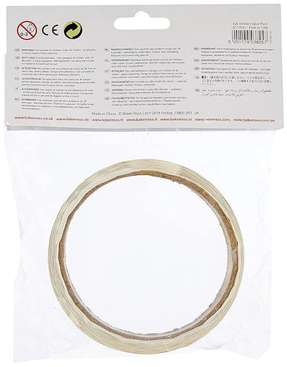 Baker Ross EV1202 Eye Stickers - Pack of 1000, Embellishments for Kids to Add to Arts and Crafts Projects, Stick On Eyes, Black & White