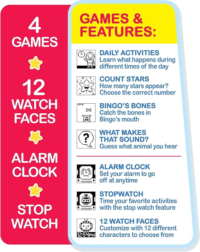 CoComelon JJ’s Learning Smart Watch Toy for Kids with 3 Education-Based Games, Alarm Clock, and Stop Watch, Kids Toys for Ages 3 Up by Just Play