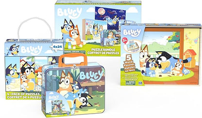 Bluey 11 Puzzle Bundle Set, 8- and 24-Piece Wood, Fuzzy, & Die-Cut Jigsaw Puzzles for Preschoolers and Kids