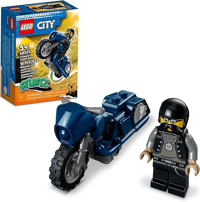 LEGO City Stuntz Touring Stunt Bike 60331 Building Toy Set; Flywheel-Powered Bike for Boys, Girls, and Kids Ages 5+ (10 Pieces)