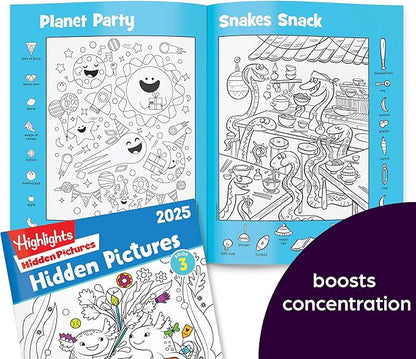 Highlights Hidden Pictures 2025 Activity Books for Kids Ages 6 and Up, 4-Book Set of Travel-Friendly Screen Free Seek and Find Fun, Books Double as Coloring Books