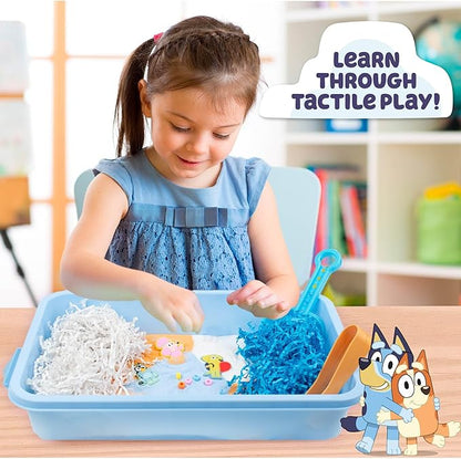 Horizon Group USA Official Bluey Seek & Find Sensory Bin, Ready-to-Use Sensory Toys, Sensory Bin for Kids with Lid, Play Sand, Scoops & Tongs, Exclusive Bluey Toys, Sensory Toys for Toddlers 3-4