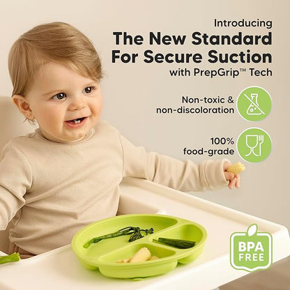 KeaBabies Suction Plates for Baby, Toddler - 3-Pack 100% Silicone Toddler Plates, Divided Baby Plates with Suction, Silicone Plates for Baby, Kids, BPA-Free, Microwave, Dishwasher Safe (Kea)