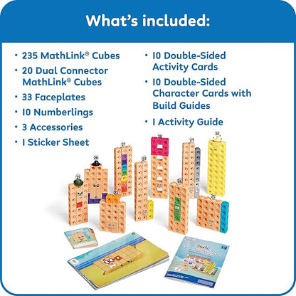 hand2mind MathLink Cubes Numberblocks 21-30 Activity Set, 20 Preschool Learning Activities, Counting Blocks, Linking Cubes, Educational Toys for Kids, Number Games, Math Manipulatives Kindergarten