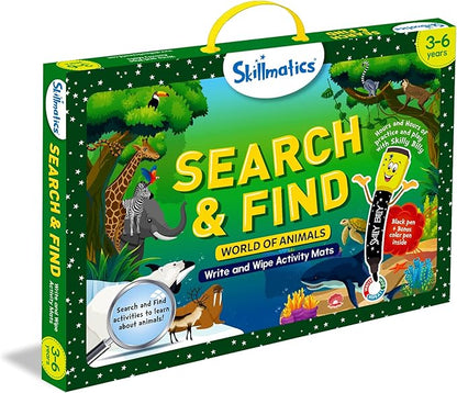 Skillmatics Preschool Learning Activity - Search and Find Animals, Educational Game, Reusable Toys, Travel, Gifts for Toddlers, Kids Ages 3, 4, 5, 6
