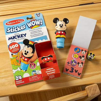 Melissa & Doug Sticker Wow!™ Disney Mickey Mouse Bundle: 24-Page Activity Pad, Stamper, 500 Stickers, Mini Pad, Arts and Crafts Fidget Toy Collectible Character