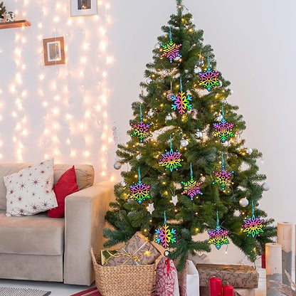 CY2SIDE 60PCS Snowflake Color Scratch Cards Gift Set for Kids DIY Winter Snowflake Hanging Scratch Cards for Kids Snowflake Magic Art Rainbow Color Craft Kit for Winter Christmas Party Favors