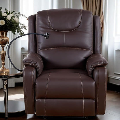 Recliner Chairs for Adults, Power Lift Recliner Chair with Heating and Phone Holder, Zero Gravity Massage Chair, Chair with Side Pockets and USB Charge Ports, for Living Room,Brown