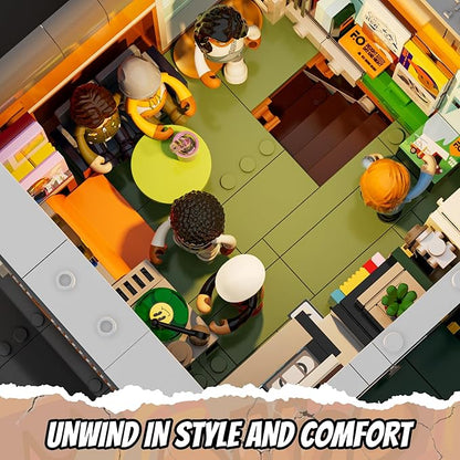 FUNWHOLE Record Store Lighting Building Bricks Set - Street Fusion City Town Audio Shop Multi-Form Modular Collection Kit 1980 Pcs for Adults & Teen & Music Lovers
