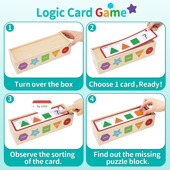 Montessori Toys for 1 2 3 Year Old | Wooden Color & Shape Sorting Matching Toys | Learning Educational Toys for 1-3 Year Old Kids | One 1st 2st Birthday Gift for Boy Girl