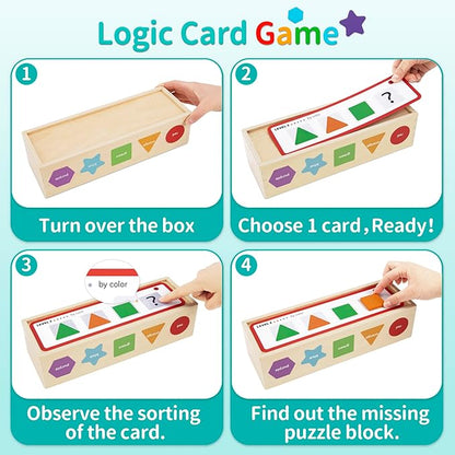 Montessori Toys for 1 2 3 Year Old | Wooden Color & Shape Sorting Matching Toys | Learning Educational Toys for 1-3 Year Old Kids | One 1st 2st Birthday Gift for Boy Girl