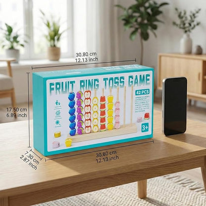 Wooden Fruit Sorting Stacking Toys for Toddlers - Montessori Logic Puzzle Game, Color Matching & Fine Motor Skills Educational Learning Gift for 3 4 5 Year Old Kids, Brain Teaser with Fruit Blocks