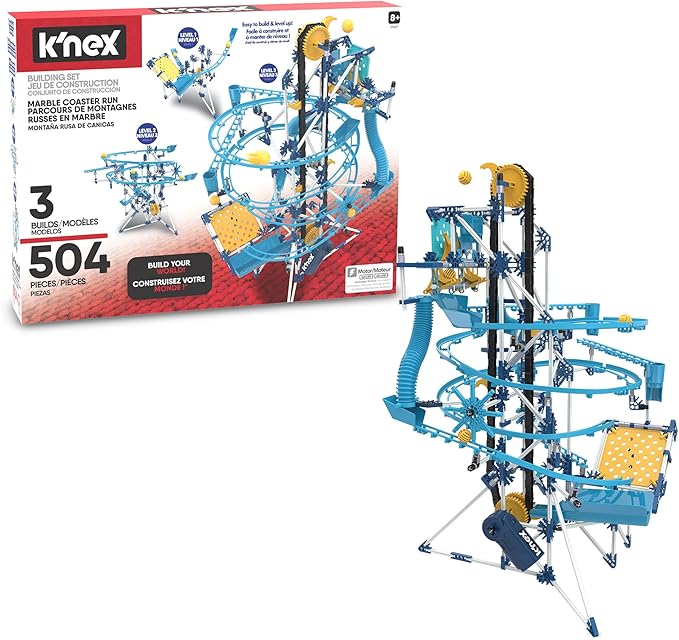 K'NEX - Marble Coaster Run with Motor‚ 504 Pieces, STEM Building, Kid Construction Set‚ Ages 8+