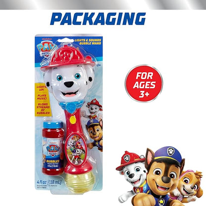 Little Kids Paw Patrol Marshall Light and Sound Musical Bubble Wand, Includes Bubble Solution