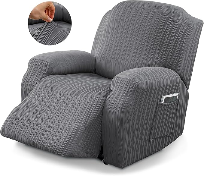 Recliner Cover Stretch Soft Couch Cover for Dogs, Sofa Slipcover for Recliner Couch Leakproof Furniture Protector for Kids, Pets (Dark Grey)