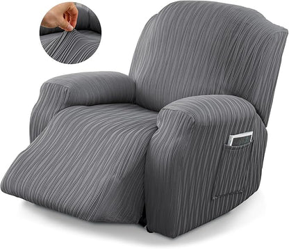 Recliner Cover Stretch Soft Couch Cover for Dogs, Sofa Slipcover for Recliner Couch Leakproof Furniture Protector for Kids, Pets (Dark Grey)
