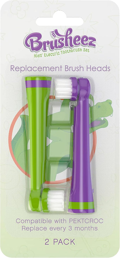 Brusheez Electronic Toothbrush Replacement Brush Heads 2 Pack (Snappy The Crocodile)