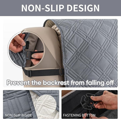 Easehomey Waterproof Loveseat Recliner Cover,Non Slip Reclining Couch Covers for 2 Seat,Dog Chair Cover Furniture Protector Washable Chair Cover with Pocket for Kids,Pets,Dogs(Light Gray,2Seat)