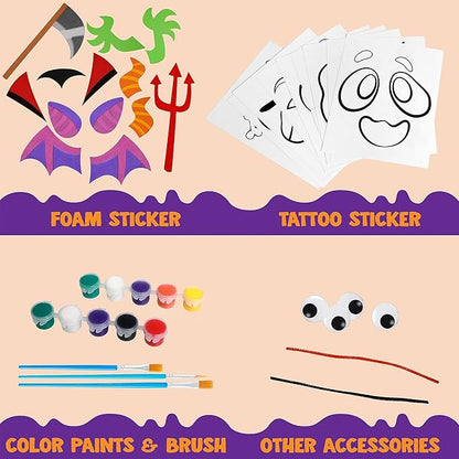 Klever Kits Halloween Arts and Craft Pumpkin Painting Kit, Party Favors for Kids, Halloween Pumpkin Decorating Kit for Party Supplies, Halloween Party Decor DIY Coloring Activities School Party Games