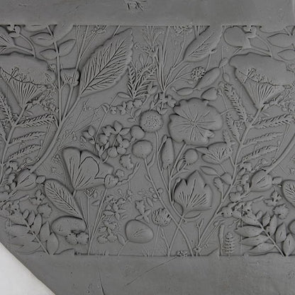 Midnight Wildflower Tangle Clay Texture Roller (4") - Seamless Meadow Set #01 - Embossing Pattern Roller for Polymer & Ceramic Clay, Pottery & Crafts