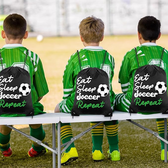 48 Pcs Soccer Party Favors for Kids Include 12 Soccer Drawstring Bags, 12 Soccer Keychain, 12 Silicone Soccer Bracelets, 12 Mini Stress Ball for Sports Birthday Party Supplies Decorations