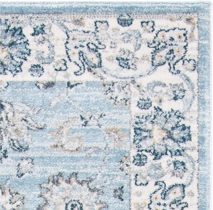 SAFAVIEH Isabella Collection Runner Rug - 2'2" x 7', Light Blue & Cream, Oriental Design, Non-Shedding & Easy Care, Ideal for High Traffic Areas in Living Room, Bedroom (ISA940M)