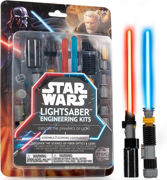 STAR WARS Construct Your Own Lightsabers, Build 2 Lightsabers for Kids, OBI Wan Kenobi Lightsaber & Darth Vader Lightsaber, 6 Year Old Boy Gifts, Toys