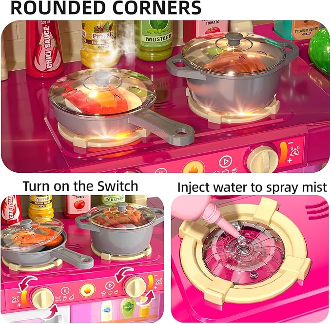 TEMI Pretend Food Kitchen Toys for Girls Age 3 4 5 6 7 8 - Toy Kitchen Accessories Food Toy for 3 4 5 6 Years Old Girls, Play Kitchen Accessories Cutting Food Toy, Pretend Play for Boys, Girls