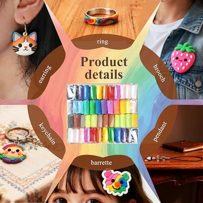 48 Colors Air-Dry Clay Kit for Adult DIY Crafts, Complete Sculpting Set with Silicone Mold, Keychain Accessories, Non-Stick Soft Modeling Clay for Handmade Jewelry, Home Decor & Creative Projects