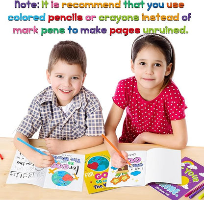 24Pcs Bible Coloring Books Religious Theme DIY Color-in Pages with Inspirational Words Drawing Holiday Christian Activity Supplies for Sunday School Classroom Rewards Artwork Gift for Kids