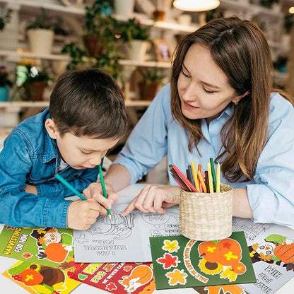 24Pcs Fall Religious Coloring Books - Christian Bible DIY Color-in Pages Booklet Bulk Drawing Autumn Theme Activity Party Supplies for Sunday School Classroom Rewards Artwork Gift for Kids