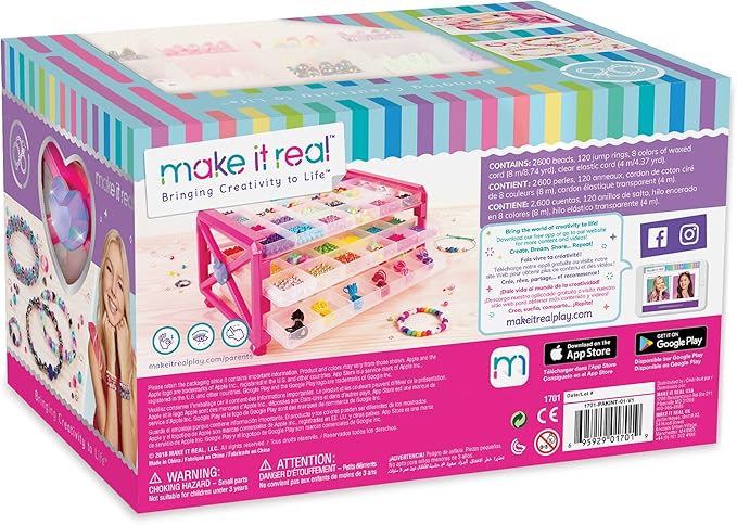 Make It Real – Ultimate Bead Studio. DIY Tween Girls Beaded Jewelry Making Kit. Arts and Crafts Kit Guides Kids to Design and Create Beautiful Bracelets, Necklaces, Rings and Headbands