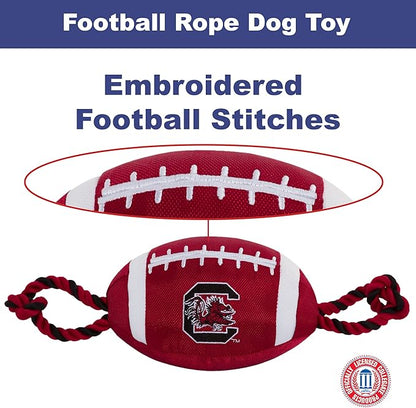 Pets First NCAA South Carolina Gamecocks Football Dog Toy, Tough Quality Nylon Materials, Strong Pull Ropes, Inner Squeaker, Collegiate Team Color