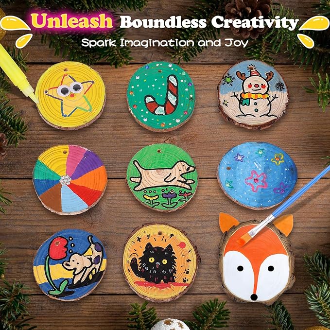 Glow in The Dark Wood Painting Kit - Arts and Crafts for Kids Ages 5-12, Gifts for Girls Boys Birthday Christmas, Girls Toys 5 6 7 8 9 10 11 12 Year Old, Art Supplies Party Activities