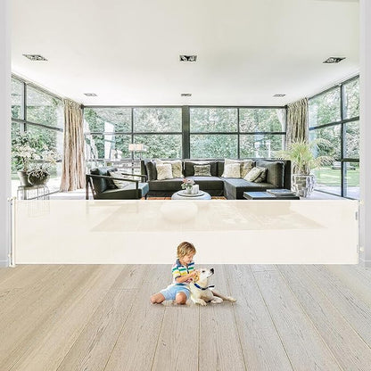 180 Inch Extra Long Baby Gate Extra Wide Dog Gates for Large Openings Extra Large Baby Gate Dog Gate for Doorways Extra Wide Retractable Baby Gates Extra Wide Indoor Outdoor Retractable Gate (Beige)