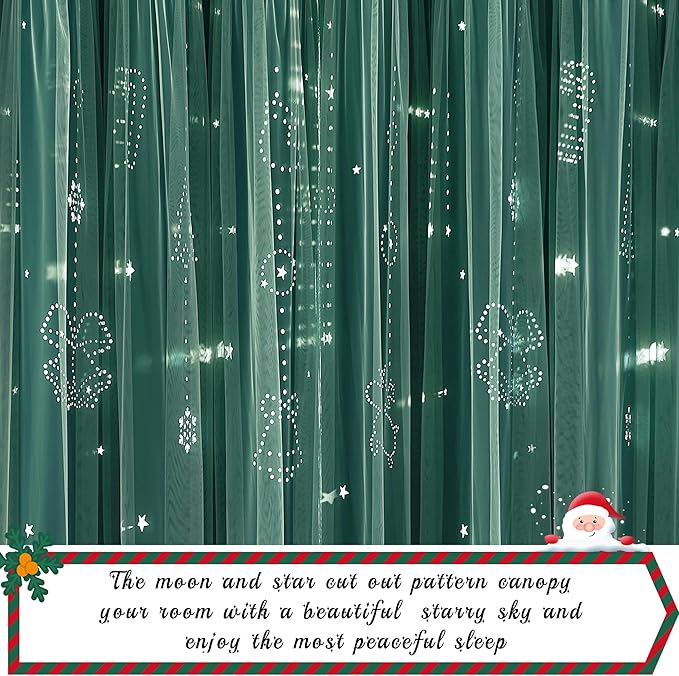 NICETOWN Double Layer Curtains - Hunter Green Curtains 84 inches Long with Sheer Overlay Nursery Panels for Bedroom/Living/Dining Room, Baby Kids, 52 W by 84 L, 2 Pieces