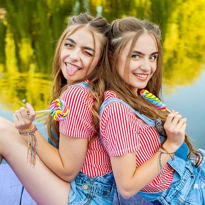 60 Pcs Friendship Bracelets Bulk Handmade Braided Bracelets Colorful String Thread Bracelets Friendship Cords Strand Bracelet for Kids Girls Women Teen Party Favors Supplies