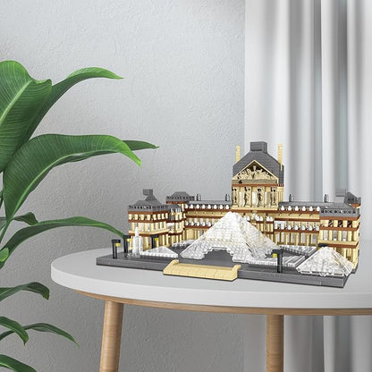 Paris Louvre Museum Model Building Blocks Set Micro Bricks World Famous Architecture Educational Toys for Kids Adults 3377 Piece Birthday