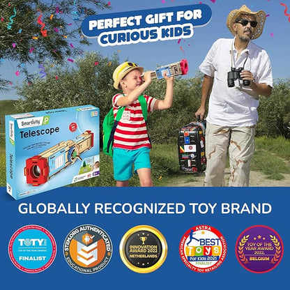 Smartivity Telescope STEM Toy for Kids Ages 8-14 Years | Measure Height & Distance | Cool Birthday Gifts Ideas for Boys & Girls | DIY Science Kit for 8,9,10,11,12,13,14 I Wooden Engineering Game