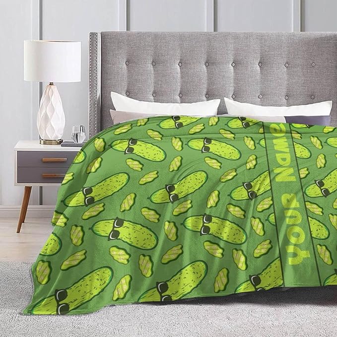 Custom Pickle Blanket with Name for Boys Girls, Personalized Cute Pickle Themed Design Printed Throw Blankets for Kids Lap, Chair, Giftable Blanket, 30"x 40"