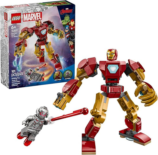 LEGO Marvel Iron Man Mech vs. Ultron Building Toy Set - Iron Man Toy for Kids, Boys and Girls, Ages 6+ - Buildable Action Figure - Superhero Gift for Birthday - 76307